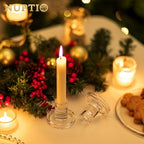 NUPTIO Candle Stick Candle Holder: Set of 20 Short Taper Candlestick Holders Bulk Small Modern Glass Tapered Candleholders for Wedding Christmas Holiday Centerpiece - size: 20 Pcs