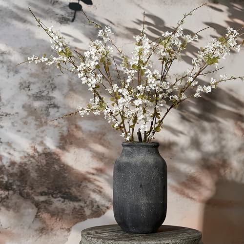 SIDUCAL Rustic Farmhouse Flower Vase | 9.5 Inch Large Ceramic Vase | Pampas Grass | Modern Farmhouse Decor for Home Decor, Table, Living Room Decoration, Shelf Decor, Mantel, Black - color: Gs18049-black