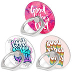 Bonoma Phone Ring Holder, 3 Pack Good Vibes Only Universal Finger Ring Stand Grip Kickstand Compatible with Smartphones and Tablets - color: Good Vibes Only