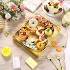 SiliFine 12" Charcuterie Number Shaped Mache with Clear Lid Fillable Sweets Serving Trays Paper Mache Cupcake Candy Box for 2025 Graduation Party Graduation Celebration(Gold,Number 8) - color: Gold, style: Number 8