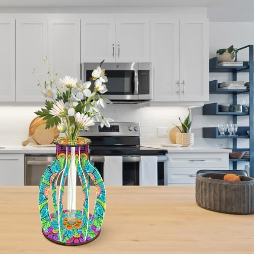 ILYUFO Diamond Art Kits for Adults, DIY Vase Diamond Art, Diamond Painting Kit, Ideal Desktop Ornaments & Thoughtful Female Gifts (Psychedelic) - color: Psychedelic