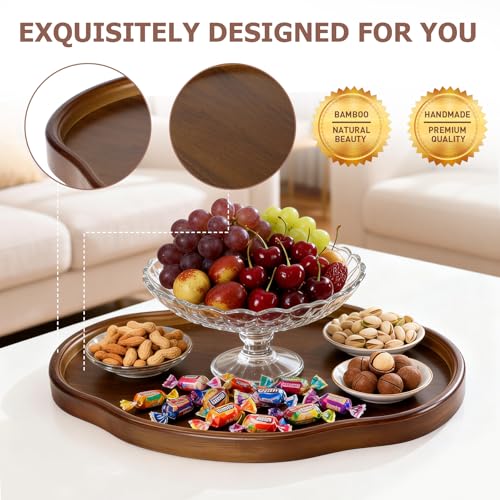 Wood Serving Tray, Wooden Tray, 14.57 Inch Irregular Decorative Serving Trays Platters for Home,Party,Coffee Table,Dining Table & Countertop - size: 14.6" x 10.2" x 0.9"