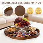 Wood Serving Tray, Wooden Tray, 14.57 Inch Irregular Decorative Serving Trays Platters for Home,Party,Coffee Table,Dining Table & Countertop - size: 14.6" x 10.2" x 0.9"