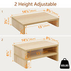 TEAMIX Wood Monitor Stand Riser - 2 Pack Adjustable Dual Monitor Riser for Laptop/PC - color: Maple