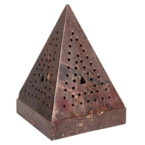 Hosley 5" Soapstone Triangle Pyramid Incense Cone Holder – Large Aromatherapy Burner & Ash Catcher for Incense Cones, Zen, Vastu, Reiki, Chakra Meditation, Spa Gift - color: Brown1