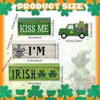 Yuntau 4 Pcs St Patricks Day Decorations Lucky Shamrock Wooden Sign Truck Table Centerpiece St Patricks Day Tiered Tray Decor Decorative Faux Book Stack Block for Fireplace Mantel Floating Shelf - style: Shamrock
