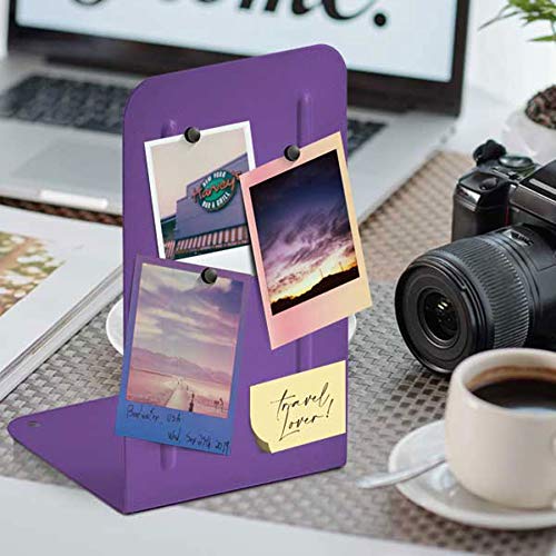 Acrimet Steel Metal Bookends for Shelves, Heavy Duty, for Large Books, 6 7/8" Tall X 4" Wide X 4 1/2" Deep, Purple Colored, 1 Pair - color: Purple