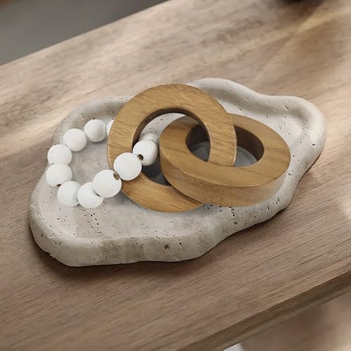 Oakrain 2pcs Wood Chain Link Decor, Minimalist Home Décor Accents, Natural Boho Farmhouse Rustic Handmade Wood Knot Decor for Shelf Coffee Table, Best Housewarming Gifts - style: 3 link (2 Pack-Acacia wood)