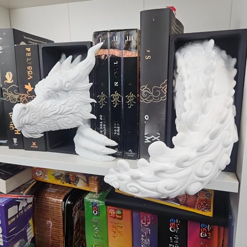 Dragons Awakening Book End – Fantasy Book Nook Insert for Dragon Readers – Unique Home Decor for Bookshelves & Libraries (Head and Tail - Cloud Dragon) - color: Head and Tail - Cloud Dragon