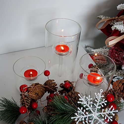 Cylinder Hurricane Glass Candle Holder for Table Centerpieces, Clear Votive Candle Holders for Wedding Parties, Decorative Candleholders for Home Dining Room Decorations (Set of 3)