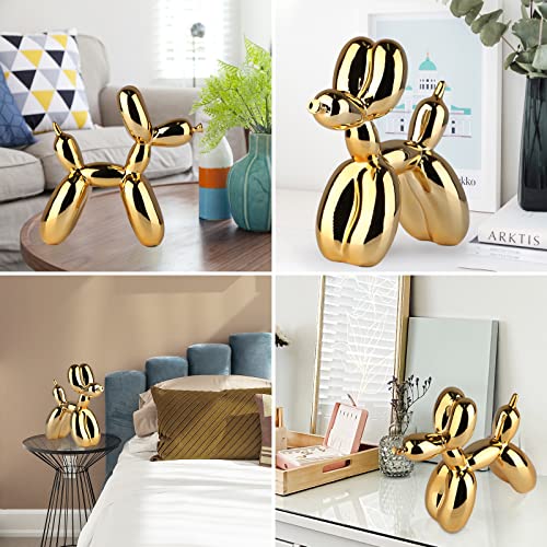 Balloon Dog Sculpture Modern Home Decor Collectible Figurines Funky Statues for Bedroom Trendy Animal Decor for Coffee Table Living Room Decor, 11.8 * 11.8 * 4.7inch, Gold - color: Gold, size: 11.8*11.8*4.7inch
