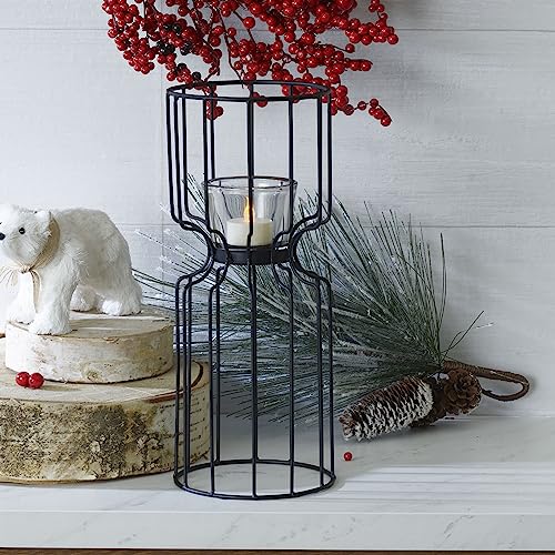 Elements Wire Votive Candle Holder, for Use with Flameless or Wax Candle, Black, 5.12x5.12x12.6 Inch
