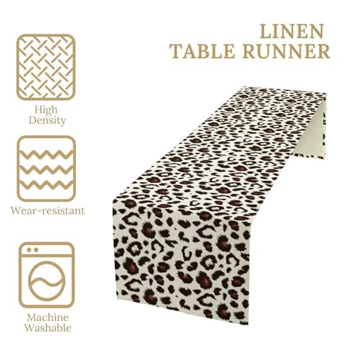 Red Black Leopard Print Table Runner Primitive Farmhouse Tablerunner for Kitchen Cafe Dining End Table Sofa Holiday Wedding Home Decor 13x36in - color: Fur-10, size: 13x36in