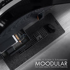 ULTRARM Moodular Wooden Monitor Stand 45.6” (116cm) Large Desk Organizer with Metal Slide Rails for Drawer, Tray, Laptop, Tablet, Phone & Headphones Customizable Riser for Organized Workspace Black