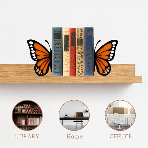 Butterfly Bookends - Decorative and Durable Bow Bookends for Home and Office, Unique and Cute Design