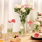 Fixwal 4pcs Clear Glass Cylinder Vases, 4, 6, 8, 10 Inch Tall Cylinder Vases for Centerpieces, Glass Flower Vase Floating Candle Holder Vase for Table Shelf, Party, Wedding, Home Decor - size: 4pcs