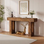 GarveeTech 63" Console Table for Entryway, Narrow Sofa Table Behind Couch, Wooden Hallway Table for Living Room, Foyer Entry Table - color: Brown-63 Inches