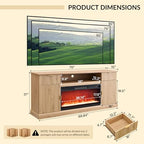 IFGET Fluted Fireplace TV Stand for TVs Up to 80 inch, Modern Entertainment Center with 36" Electric Fireplace, Wood Media Console w/Drawers and Adjustable Shelves for Living Room, Natural - color: Natural