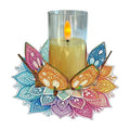 DIY Diamond Art Painting Candlestick Holders 5.71in Mandala Flower Shape Desk Candle Tray Tabletop Ornaments for Wedding Ramadan Party Home Table Centerpiece-Mandala03 - color: Mandala03