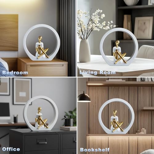 Thinker Statue Reading Sculpture Decor, Modern Abstract Female Reader Figurine, Resin & Metal Sculpture for Home Decor, Office Desk, Bookshelf, Living Room, Bedroom Gift - color: Reading Statue