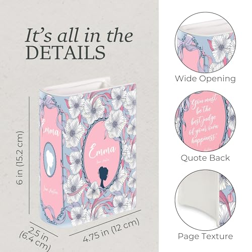 Steel Mill & Co Original Book-Shaped Decorative Vase, Ceramic Vases for Home Decor, Cute Bookshelf Decor, Unique Vase for Book Lovers (Small - Emma)