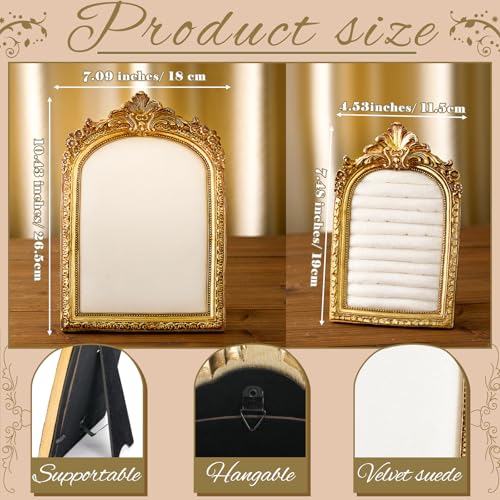 Liliaafar 2 Pcs Vintage Ring Holder Jewelry Display Stand for Vendors Necklace Jewelry Organizer with Velvet Backing for Women Engagement Wedding Anniversary(Retro,White) - color: White, style: Retro