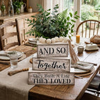 4 Pcs Farmhouse Home Decoration Wooden Tabletop and So Together They Built a Life They Loved Decor Motivational Tiered Tray Decor Rustic Block Sign Retro Bead Garland Table Centerpiece for Shelf Desk - style: and So Together