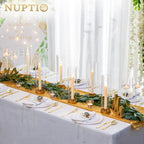 NUPTIO Hurricane Glass Candle Holders: 6 Pcs Gold Metal Taper Candlesticks Holder with 11.81 inch Long Clear Bottomless Cylinder Cover Stands for Wedding Anniversary Bridal Shower Table Centerpiece - color: Gold, size: 11.81"H - 6 Pcs