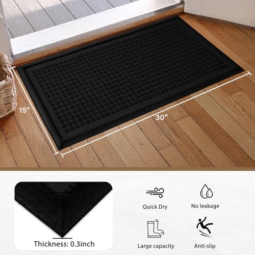 HIYARD Boot Tray for Entryway, Non-Slip Shoe Tray Drying Mat, Waterproof Boot Mat for Muddy Boots, Heavy Duty Shoe Storage Trays, Indoor/Outdoor Use, 16x30 inches, Black - color: Black, size: 16" x 30"