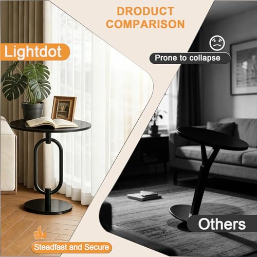 17In(W) x19In(H) Black Round Side Table Heavy Duty Modern End Table Stable Sofa Side Table Marble Base Accent Coffee Table Nightstand for Living Room Bedroom - color: Black-a