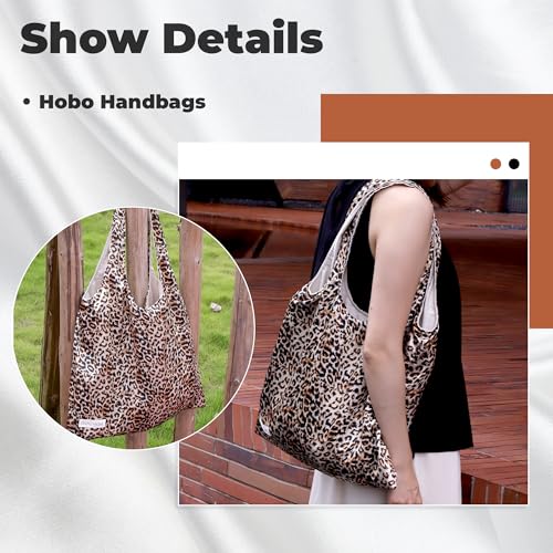 DGAZ Designer Shoulder Bags for Women, Luxury Tote Bag with Zipper, Large Shoulder Hobo Bags - color: Leopard a