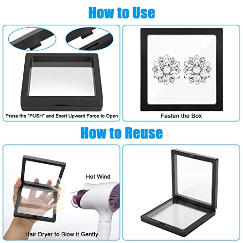 Linkstyle 10PCS Challenge Coins Display Stand Holder, 3D Floating Frame Transparent PE Floating Display Case, Jewelry Storage Box Suspension Frame for Medal, Medallion, Stamps - size: 4.3x4.3in, 5.5x5.5in