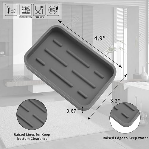 MicoYang Silicone Kitchen Sink Organizer Tray for Multiple Usage,Easy Clean Sponges Holder for Kitchen Bathroom Counter or Sink,Dish Soap Dispenser,Scrubber,Bottle,Cup Grey 4.9”x 3.2” - color: Gray, size: 4.9" x 3.2" x 0.7"