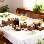 3 Pack Wood Cake Cupcake Stand Buffet Risers, Wooden Display Stand Wood Display Riser, Square Food Display Risers for Party Wedding Birthday Home (6" 7" 8") - color: Brown 3pcs (6" 7" 8")