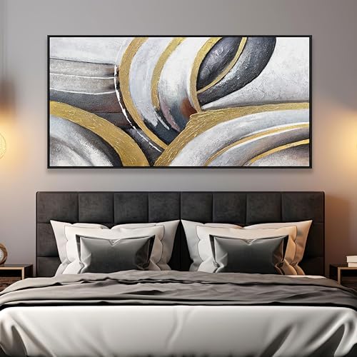 Abstract Wall Art Black White and Gold Painting Abstract Canvas Wall Decor Framed Artwork Modern Home Wall Decor for Living Room Bedroom Office 20"x40" - color: Brown Gold, size: 40"L x 20"W