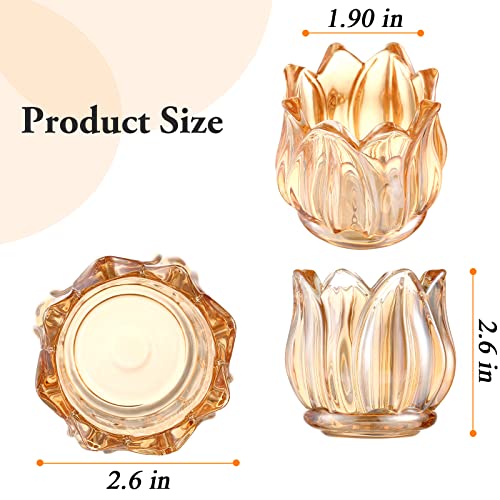 GOLDEAL 12Pcs Gold Votive Candle Holders, Thick Glass Tea Light Candle Holder Bulk, Tealight Candle Jars for Wedding Table Decor, Party Supplies, Bridal Shower Decorations, Centerpieces for Tables - color: Gold