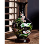 9.45'' China Style Decorative Vase, Classic Ceramic Vases for Art Home Decoration, Chinese Retro Porcelain Ceramic Vase with Base, Beauty Lotus Flower Painting, Black