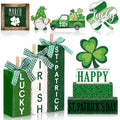 Vercraft 11 Pcs St. Patrick's Day Table Decorations Shamrocks Tiered Tray Home Decor Irish Centerpiece Decorative Wood Books Table Top Decor Clover Wooden Sign for Party Supplies - style: Shamrocks