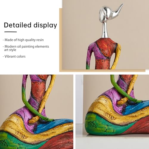 Octdays Art Female Sculpture Figurines, Abstract Woman Statue for Home Decor, Modern Colorful Sculpture Decorations for Living Room Shelf Office Cabinet Accents (Colorful-B) - color: D