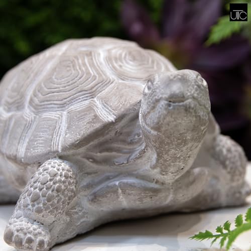 Modern Small Standing Turtle Figurine, Unique Cement Figurines, Handcrafted Decorative Washed Concrete Finish White Sculpture for Home, Garden,Office: 12.50"x9.00"x5.75"H - size: 12.50"x9.00"x5.75"H