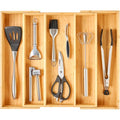 Umilife Expandable Kitchen Drawer Organizer, 2.5" High Bamboo Utensils Silverware Tray, Adjustable Large Deep Wood Organization Holder - style: For Utensil (13"~20" x 17")