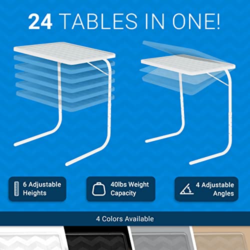 Table-Mate TV Tray Table | Portable Desk Folding Dinner Tray, Couch Table Trays for Eating Snack Food, Portable Laptop Desk, Bed Trays for Eating | Adjustable TV Trays with 3 Angles and Cup Holder - color: Black, size: 20"D x 25"W x 30"H