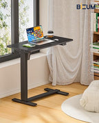 BIZUM Small Electric Standing Desk Bedside Table with Hidden Wheels 31.5 x 15.8 Inch Adjustable Computer Laptop Office Desk, Black - color: Black