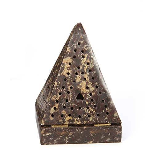 Hosley 5" Soapstone Triangle Pyramid Incense Cone Holder – Large Aromatherapy Burner & Ash Catcher for Incense Cones, Zen, Vastu, Reiki, Chakra Meditation, Spa Gift - color: Brown1