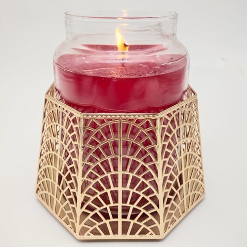 3 Wick Candle Holder, Shell Design Candle Jar Holder for 4-Inch Diameter Jars (5.25" D x 3.5" H) (Rose Gold) - color: Rose Gold