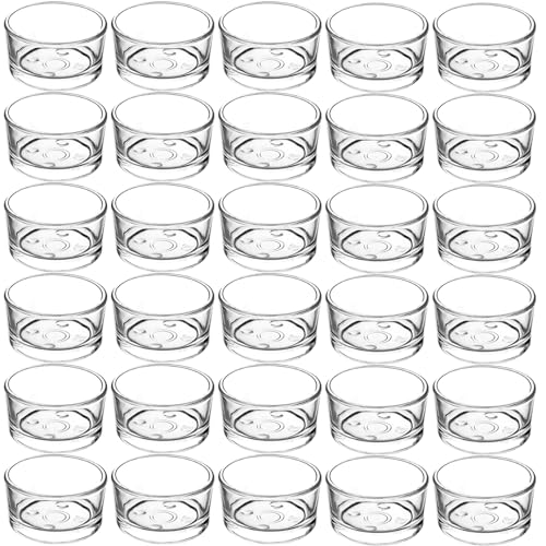 Jeffbaubl 30 PCS Tealight Candle Holder, Small Votive Candle Holders, Clear Glass Tea Light Holders Bulk for Wedding, Home Decor, Table Centerpiece, for 1.5Inch Tealight