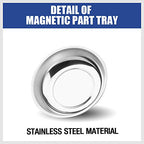 HORUSDY Magnetic Tray | 3-Piece | Round Magnetic Parts Tray | 3 Inch 4 Inch 6 Inch Magnetic Tray for Mechanic's | Stainless Steel - style: 3-Piece Magnetic Tray - Basic