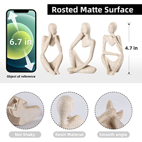 BMLCGJ Thinker Statue Gold Decor Abstract Art Sculpture, Golden Resin Collectible Figurines for Home Living Room Office Shelf Decoration,Great Gifts Ideas (Sandstone) - color: Sandstone