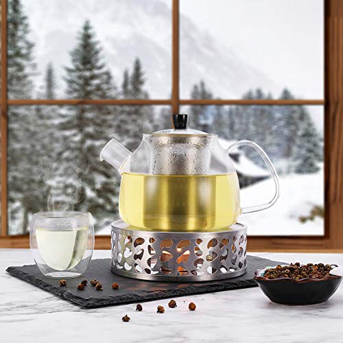 Simtive Teapot Warmer, Brushed Stainless Steel Tea Warmer with Tealight Holder, Silver - size: 5.9 in-Silver