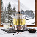 Simtive Teapot Warmer, Brushed Stainless Steel Tea Warmer with Tealight Holder, Silver - size: 5.9 in-Silver